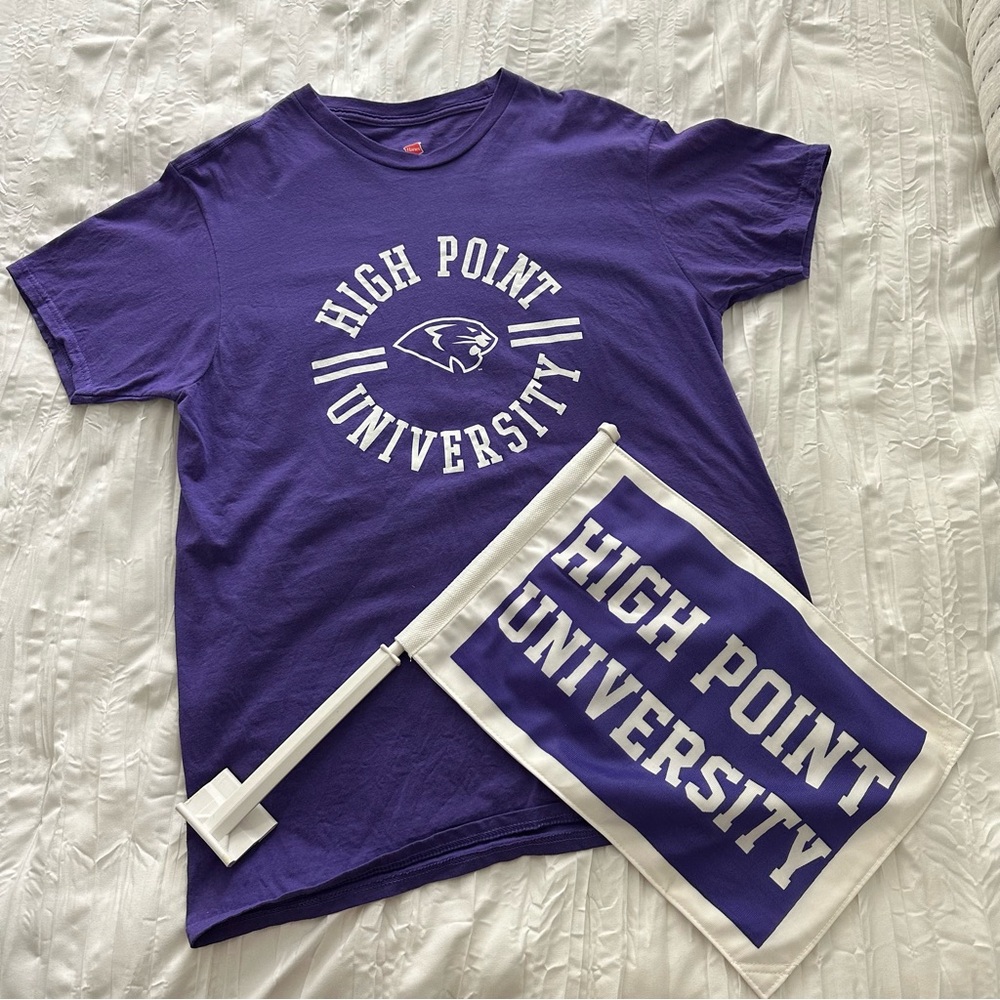 High Point University Purple T-shirt Large & HPU Car Window Flag